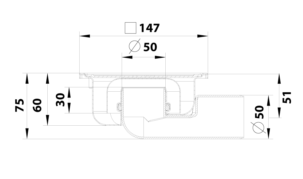 cross-sectionBlücher Compact vloerput 182.150.050