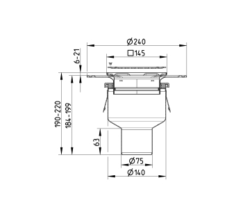 cross-sectionBlücher Domestic vloerput 350.300.075