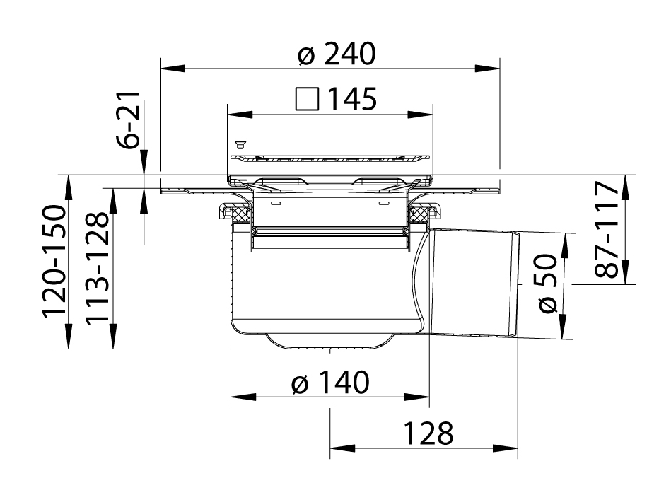 cross-sectionBlücher Domestic vloerput 310.300.050