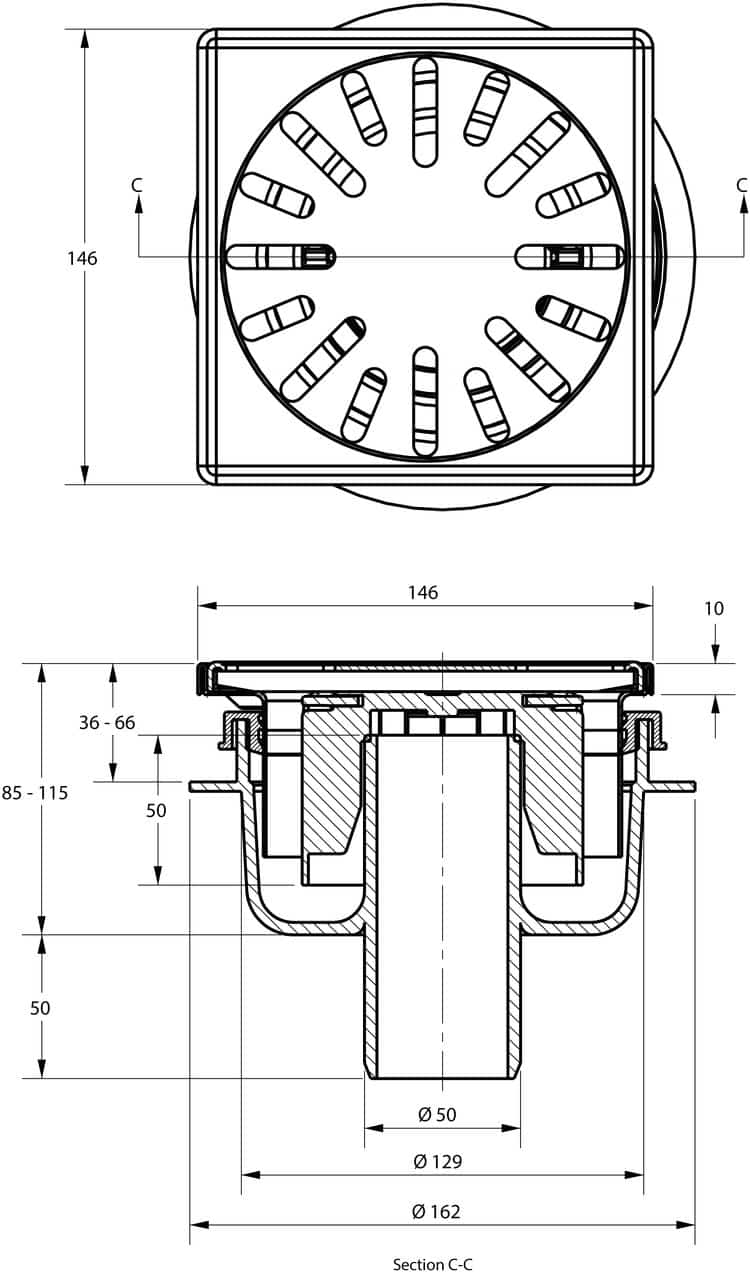 cross-sectionAquaberg vloerput 4015146RS