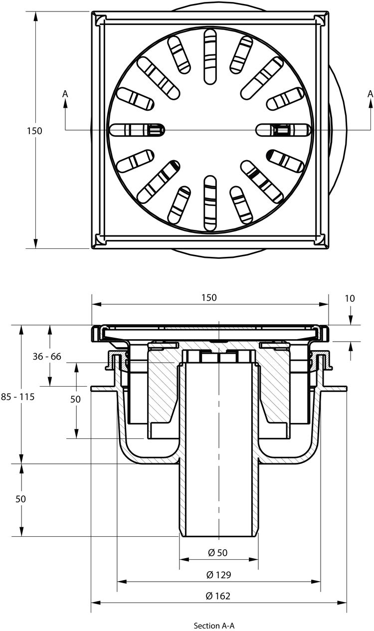 cross-sectionAquaberg vloerput 4015R