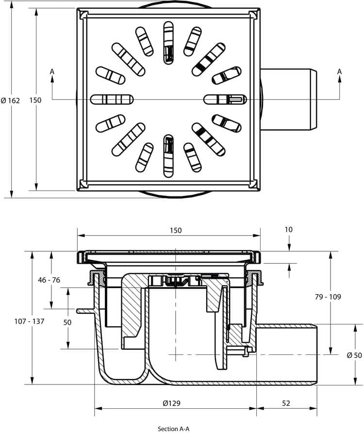 cross-sectionAquaberg vloerput 4616RS